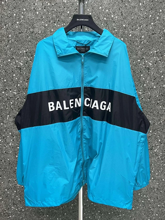 Balenciaga Windbreaker Jacket patchwork Blue