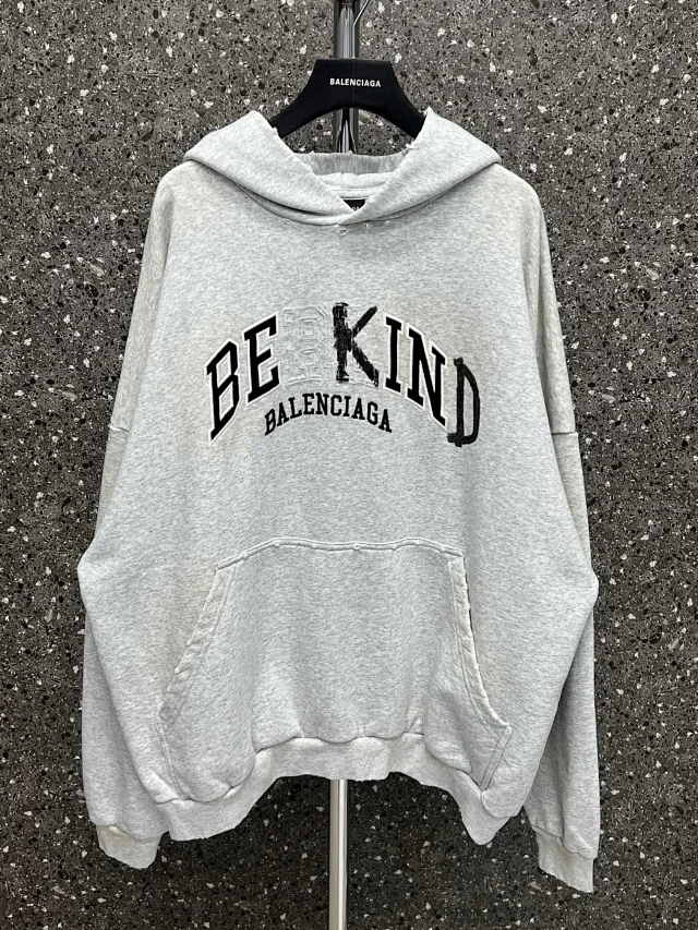 Balenciaga Round Hoodie 'Heather Grey/Black'