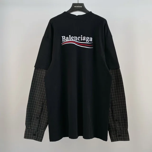 Balenciaga Patchwork sleeves Long black T-Shirt  